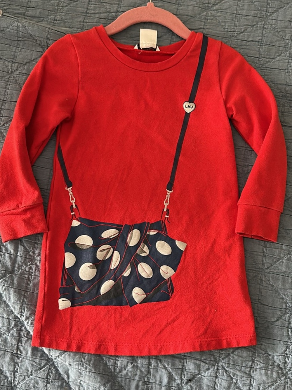 Little Marc Jacobs Red Girls Long Sleeve Purse Dress